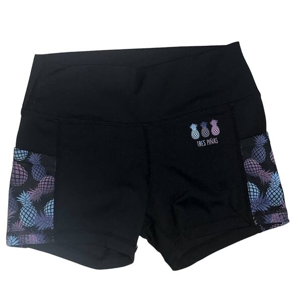Tres Pinas OMG Finesse running cycling shorts black purple blue pockets sz XS - Picture 1 of 5